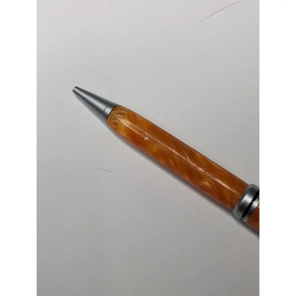 Graduate Twist Pen Satin Silver Finish Orange‎ Acrylic Body Hand Turned Pen